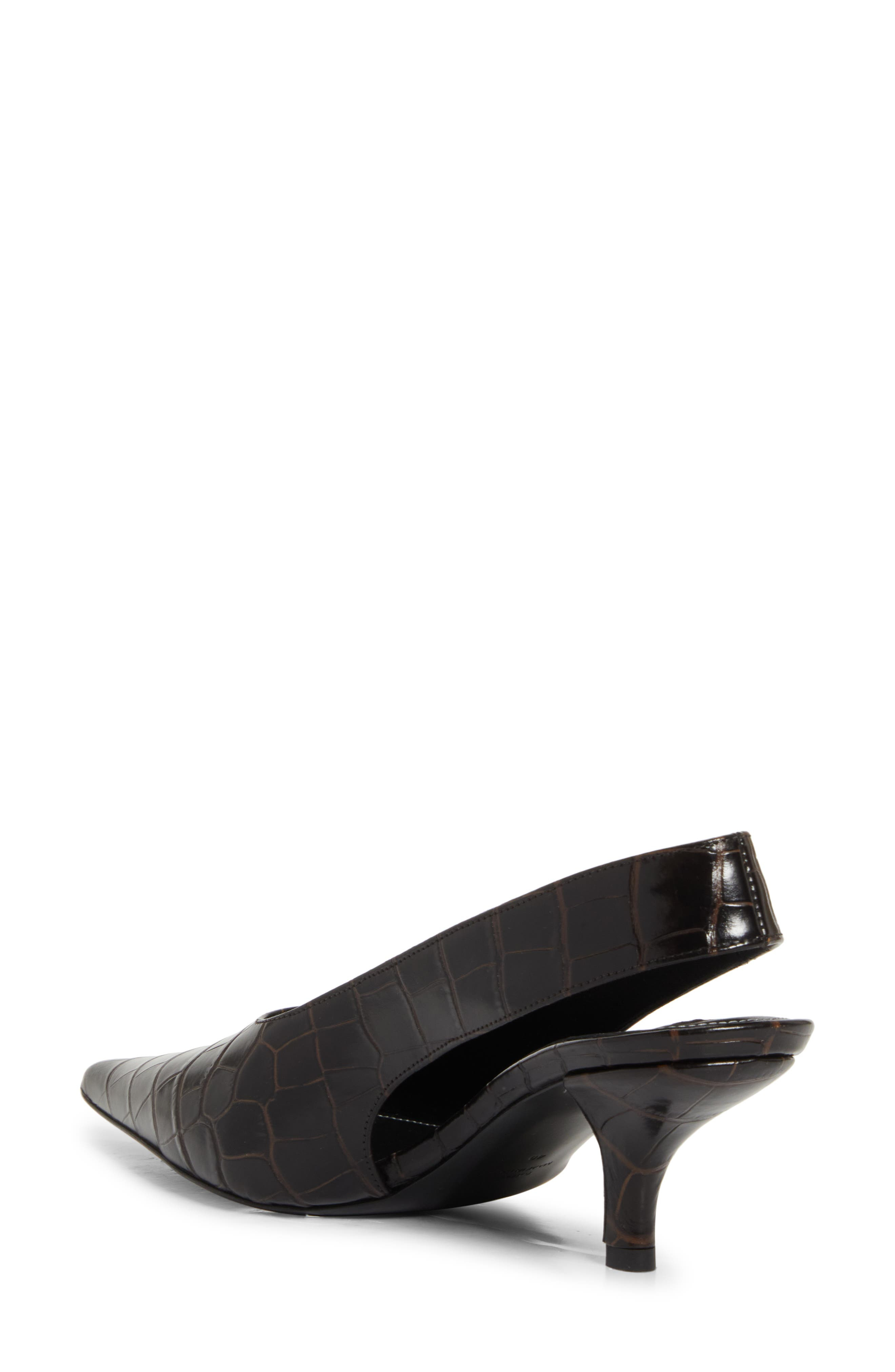 TOTEME Croc Embossed Pointed Toe Slingback Pump in Dark Brown at Nordstrom - 2