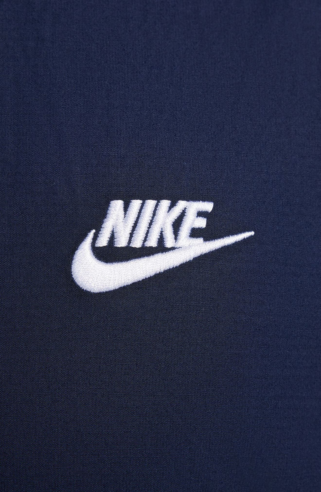 Nike Club Short Sleeve Button-Up Oversize Shirt in Obsidian/White at Nordstrom - 4