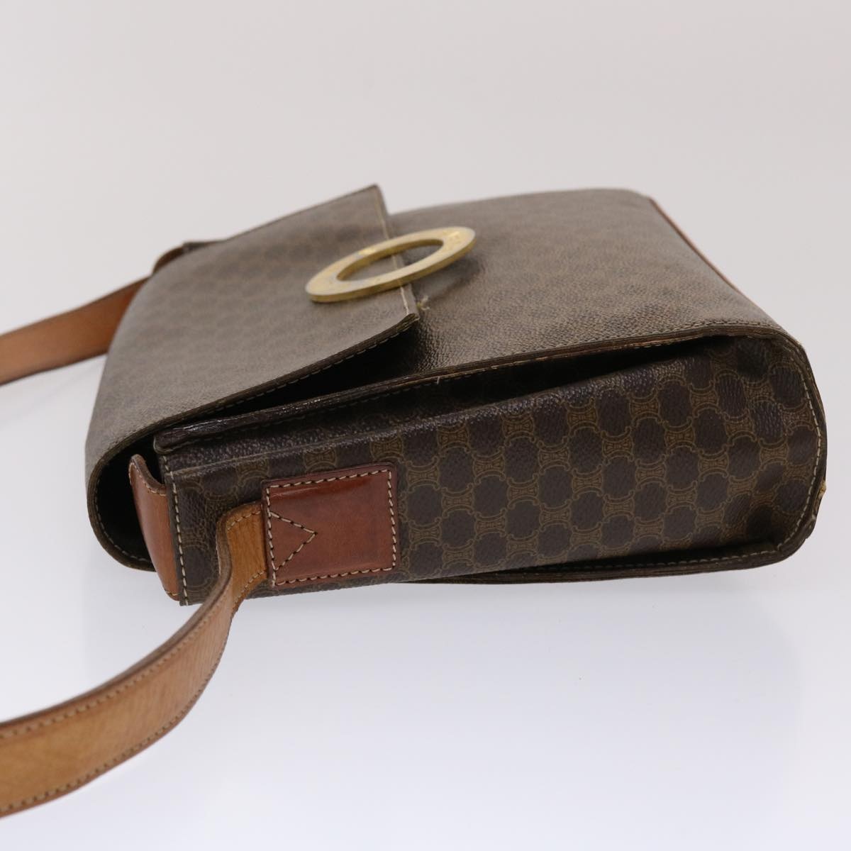 CELINE Macadam Canvas Shoulder Bag Pvc Leather Brown - 4