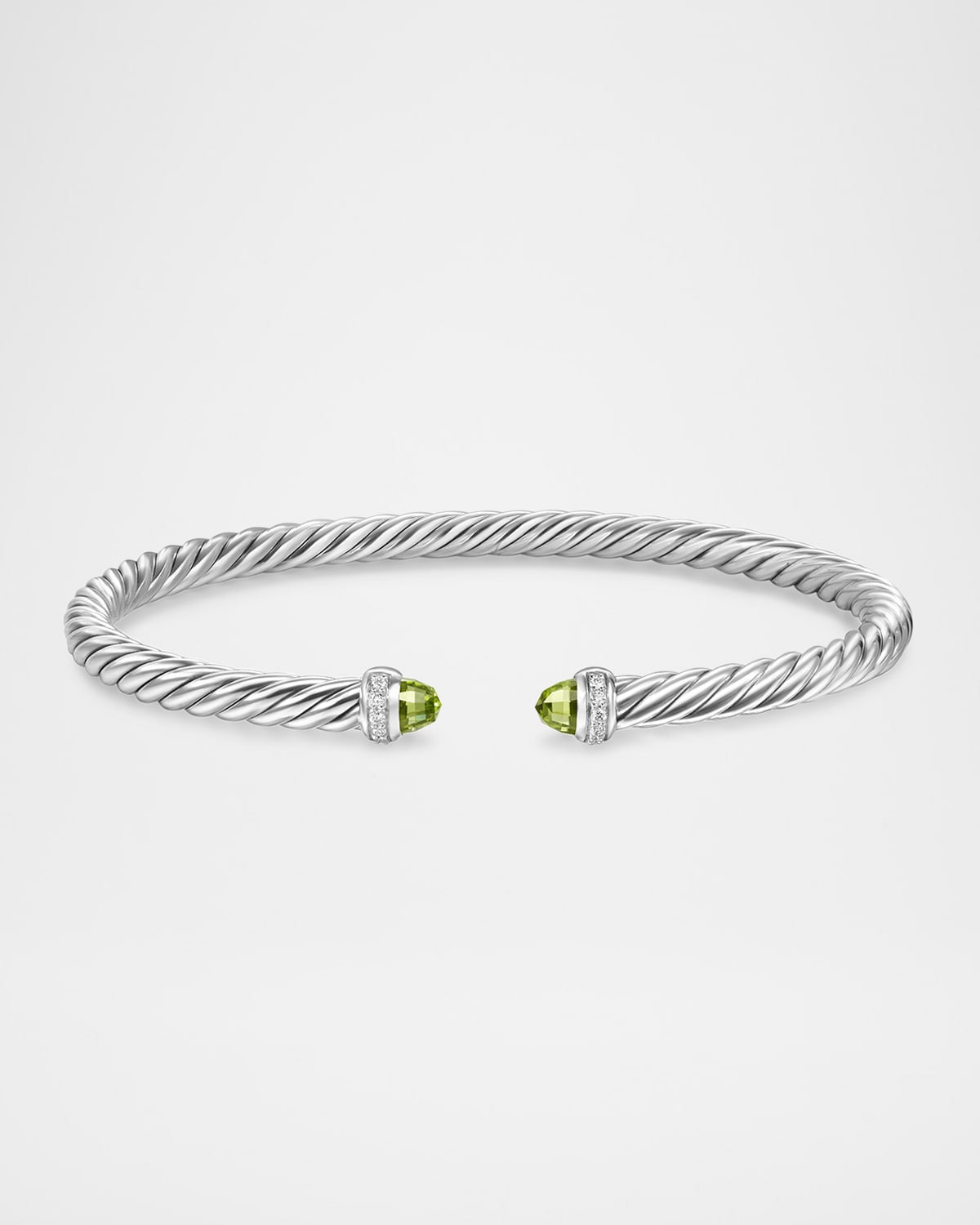 Modern Cable Flex Bracelet with Gemstones and Diamonds in Silver, 4mm - 6