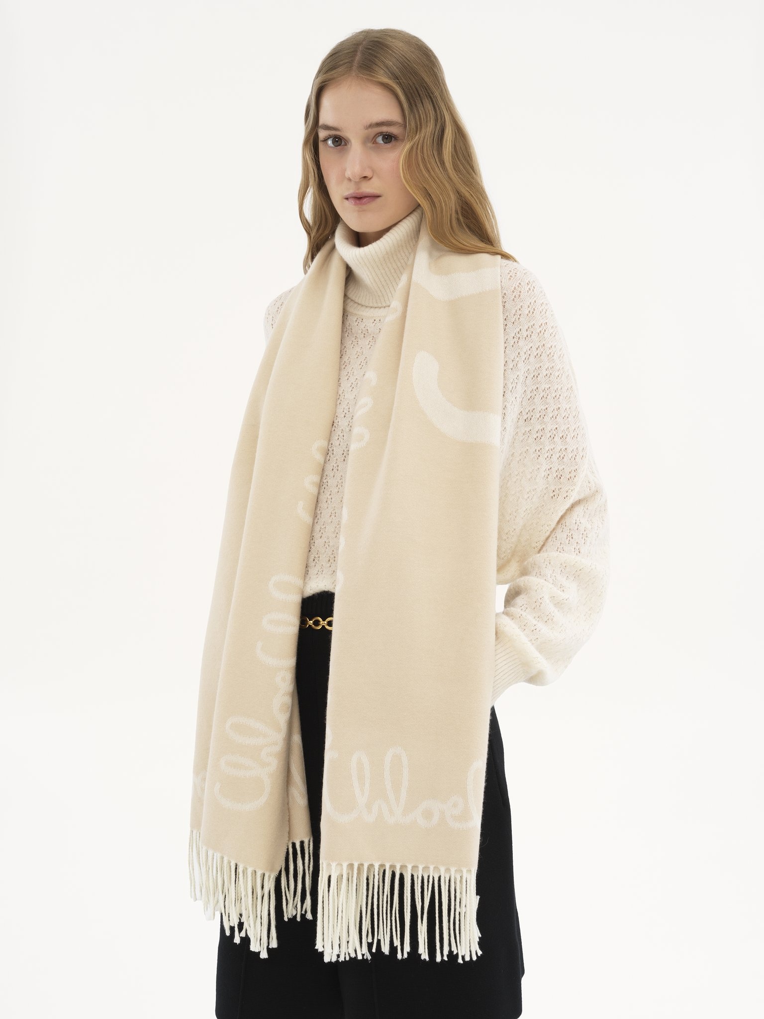THE CHLOÉ ICONIC SCARF IN JACQUARD WOOL - 4