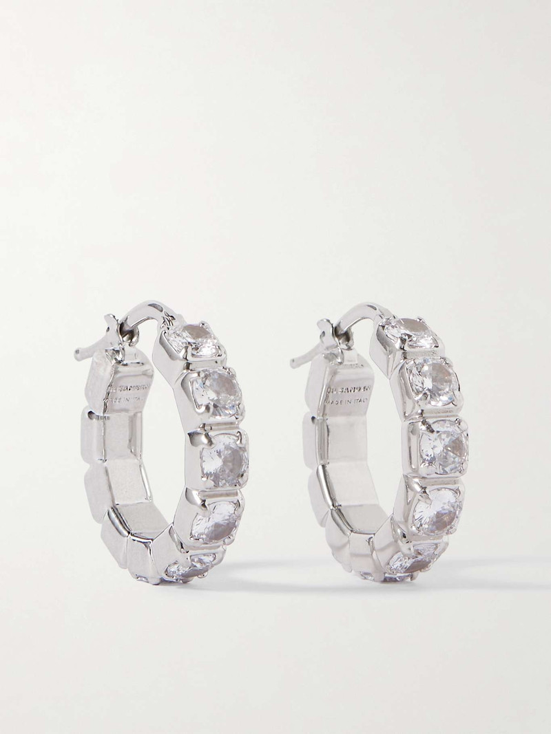 Silver-tone crystal hoop earrings 1