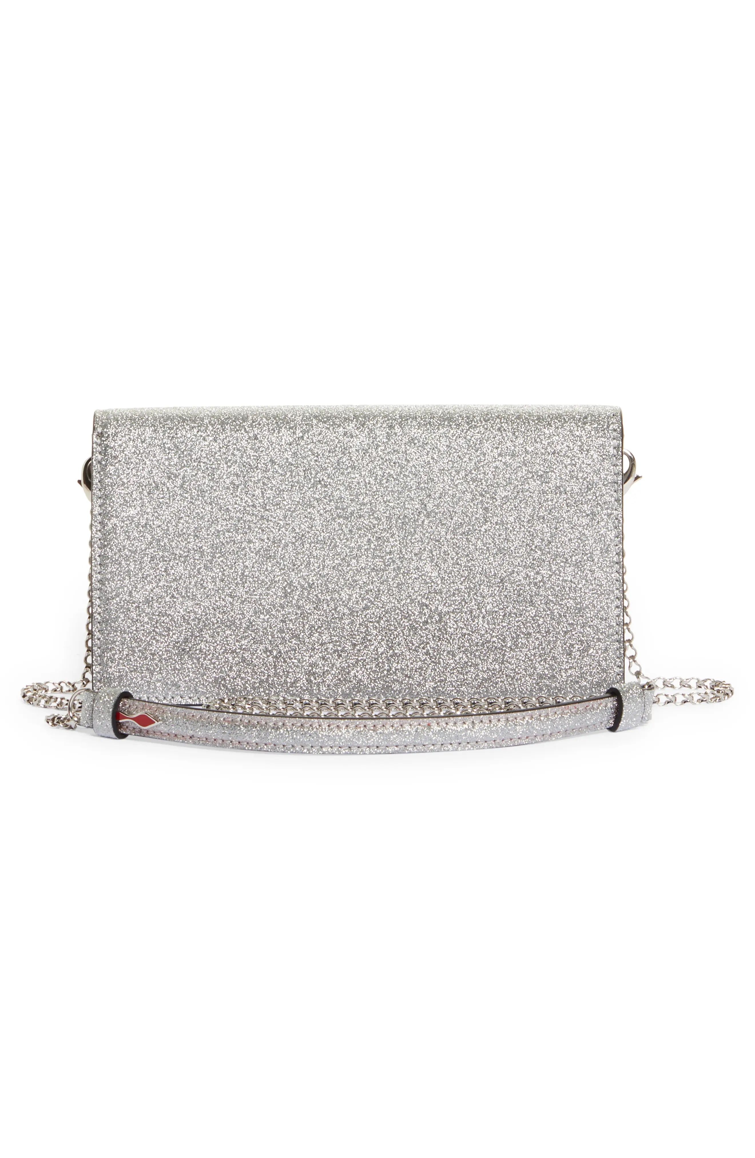 Loubi54 Metallic Glitter Leather Clutch in Silver/Silver-Crystal - 4