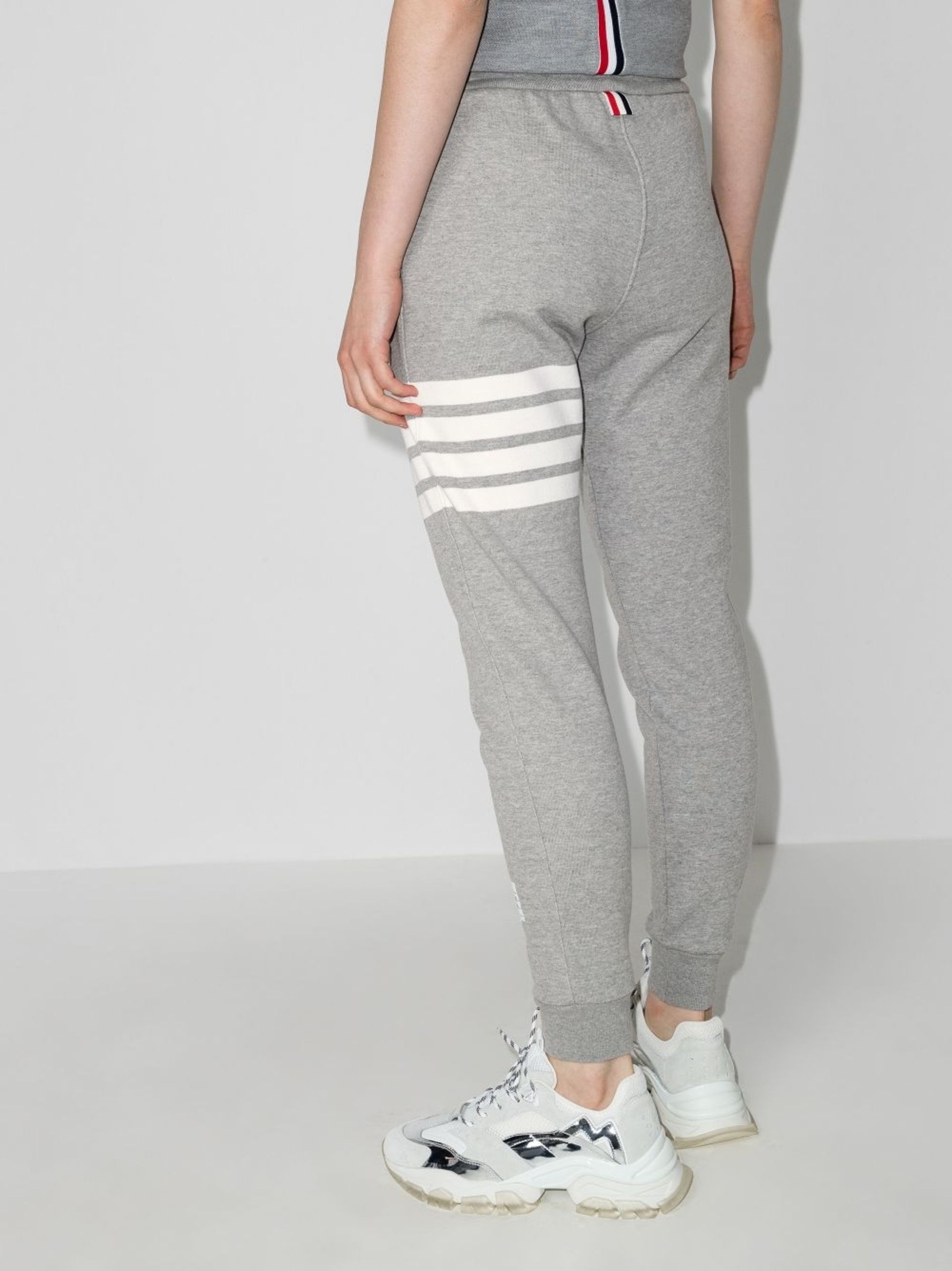 grey 4-bar stripe track pants - 4