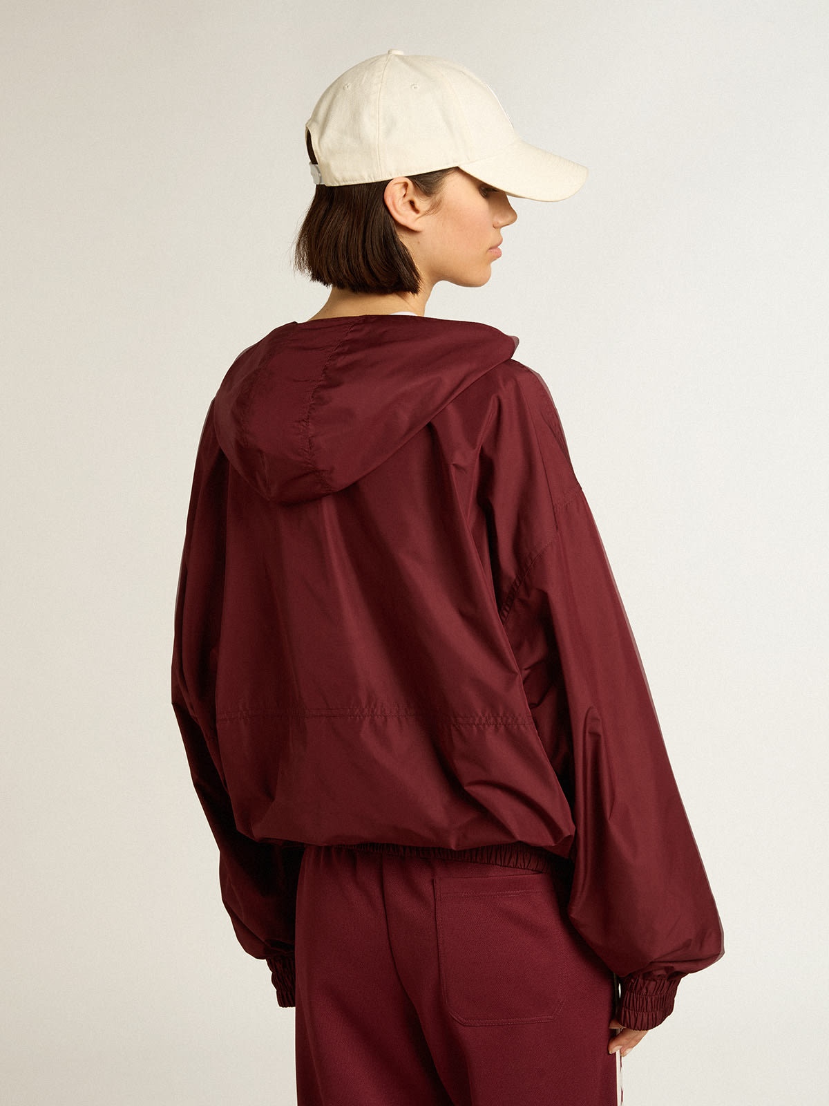 Burgundy windbreaker with hood - 4