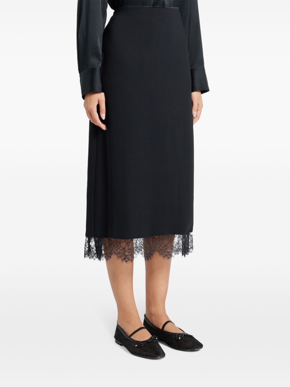 lace paneled straight skirt - 3