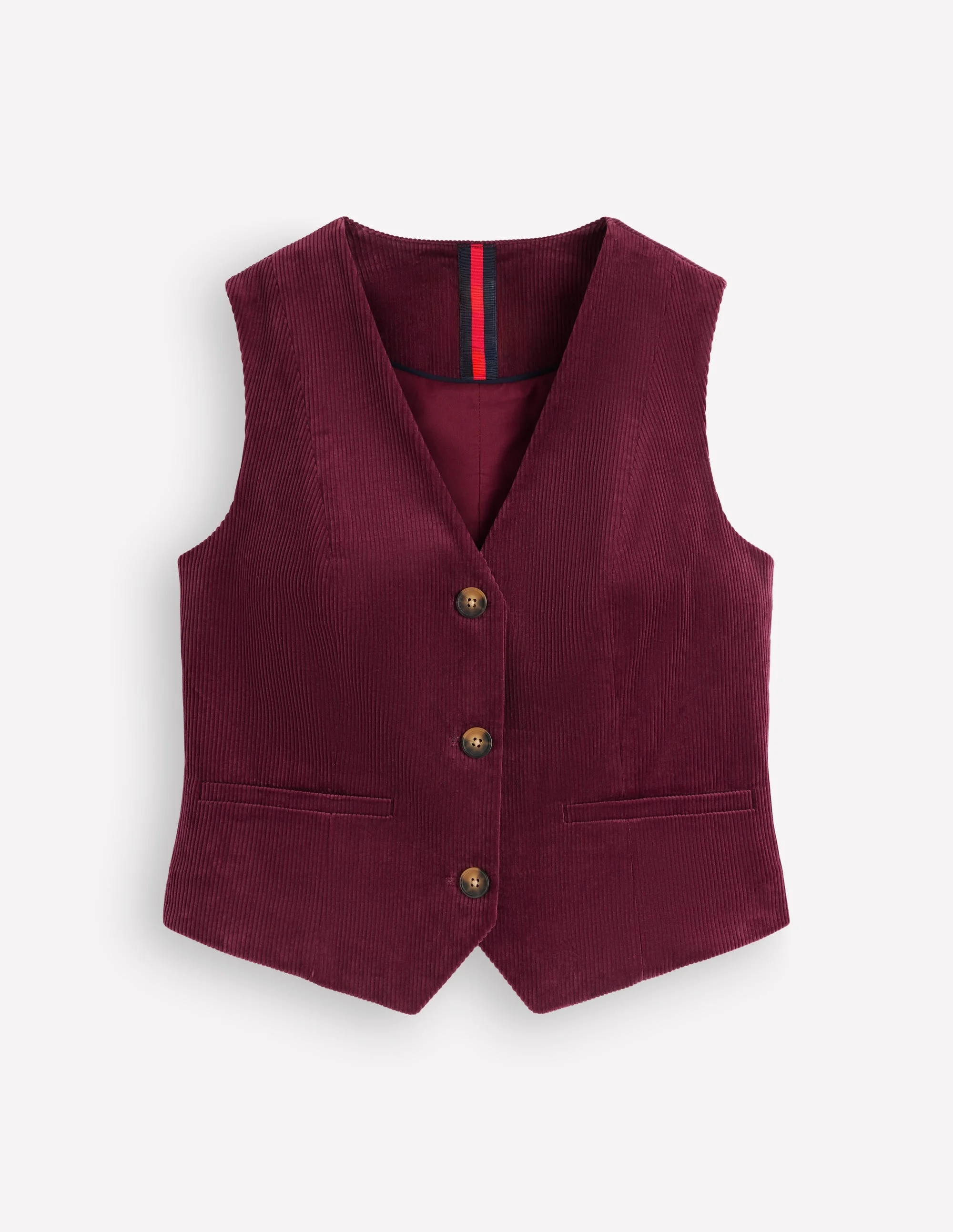 V-Neck Waistcoat-Dark Crimson - 1