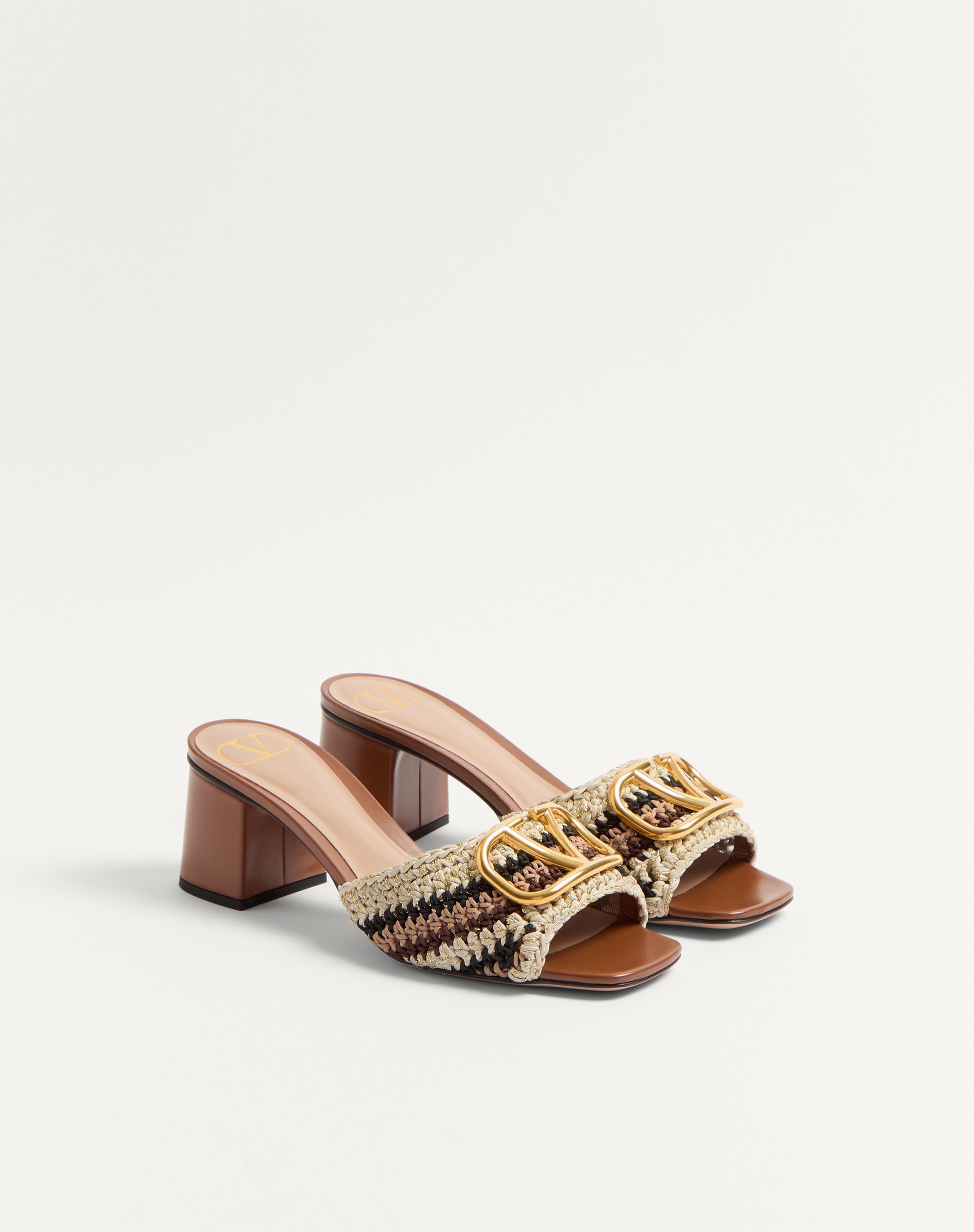 VLOGO SIGNATURE SLIDE SANDAL WITH CROCHET EMBROIDERY 60MM - 3