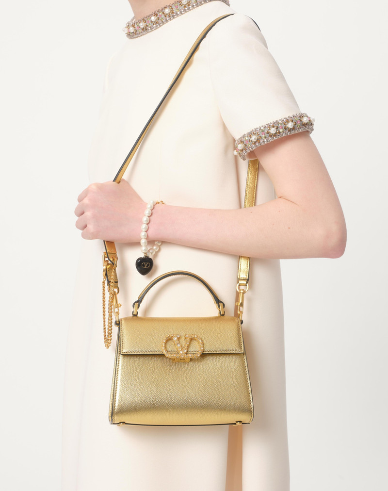 VALENTINO GARAVANI VSLING MINI HANDBAG IN LAMINATED GRAINY CALFSKIN WITH JEWEL LOGO 2