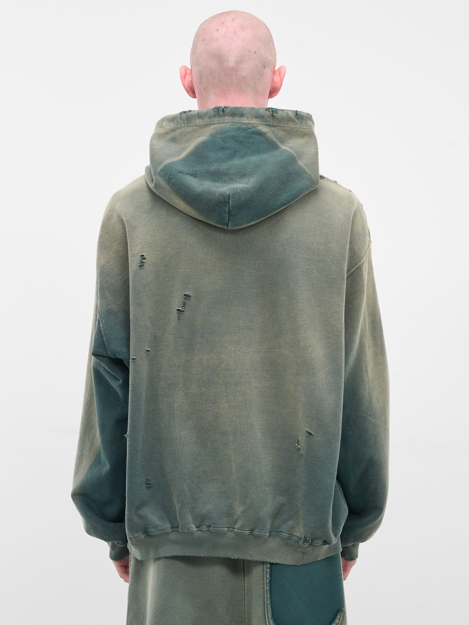 Green Deconstructed Distressed Hoodie - 3