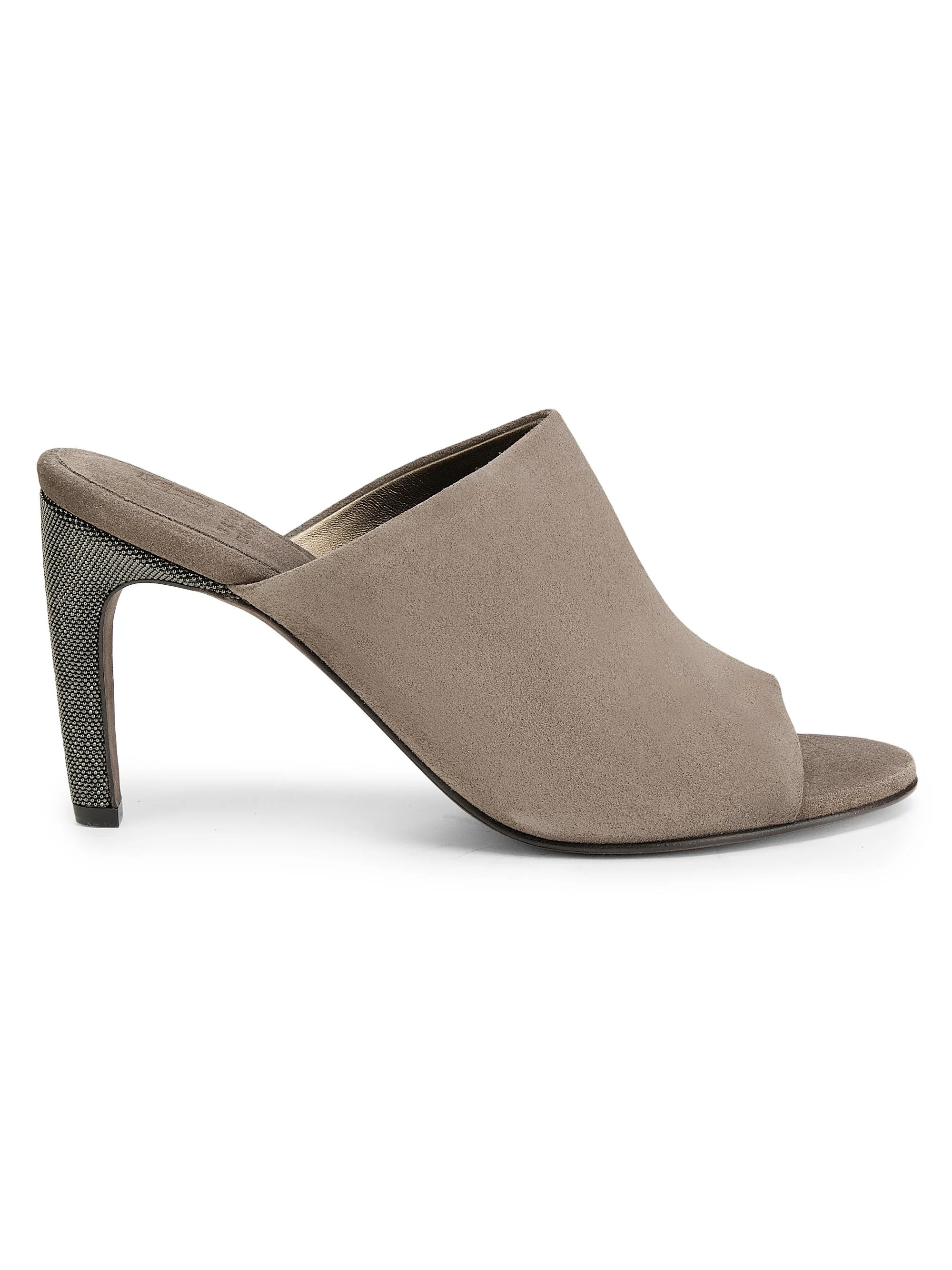 Women's Curved Monili 80MM Suede Mules - Torba - 1