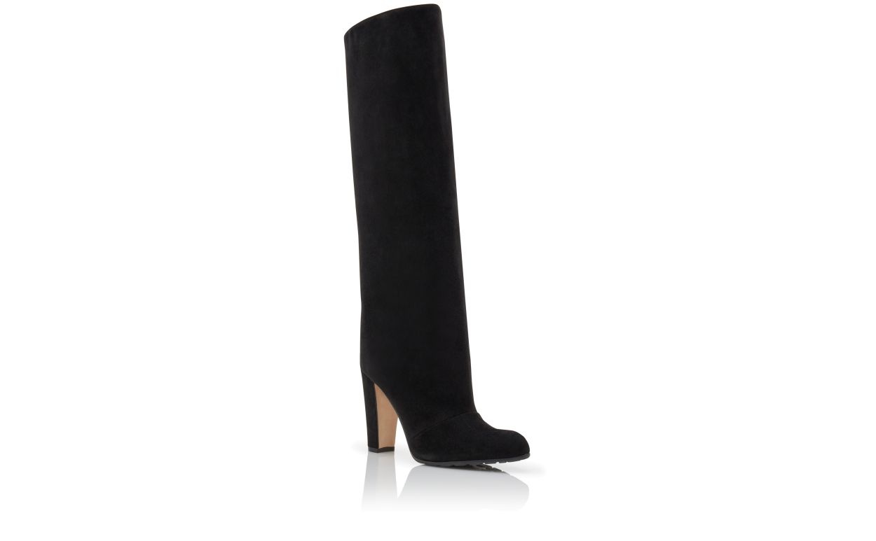 Black Suede Knee High Boots - 3