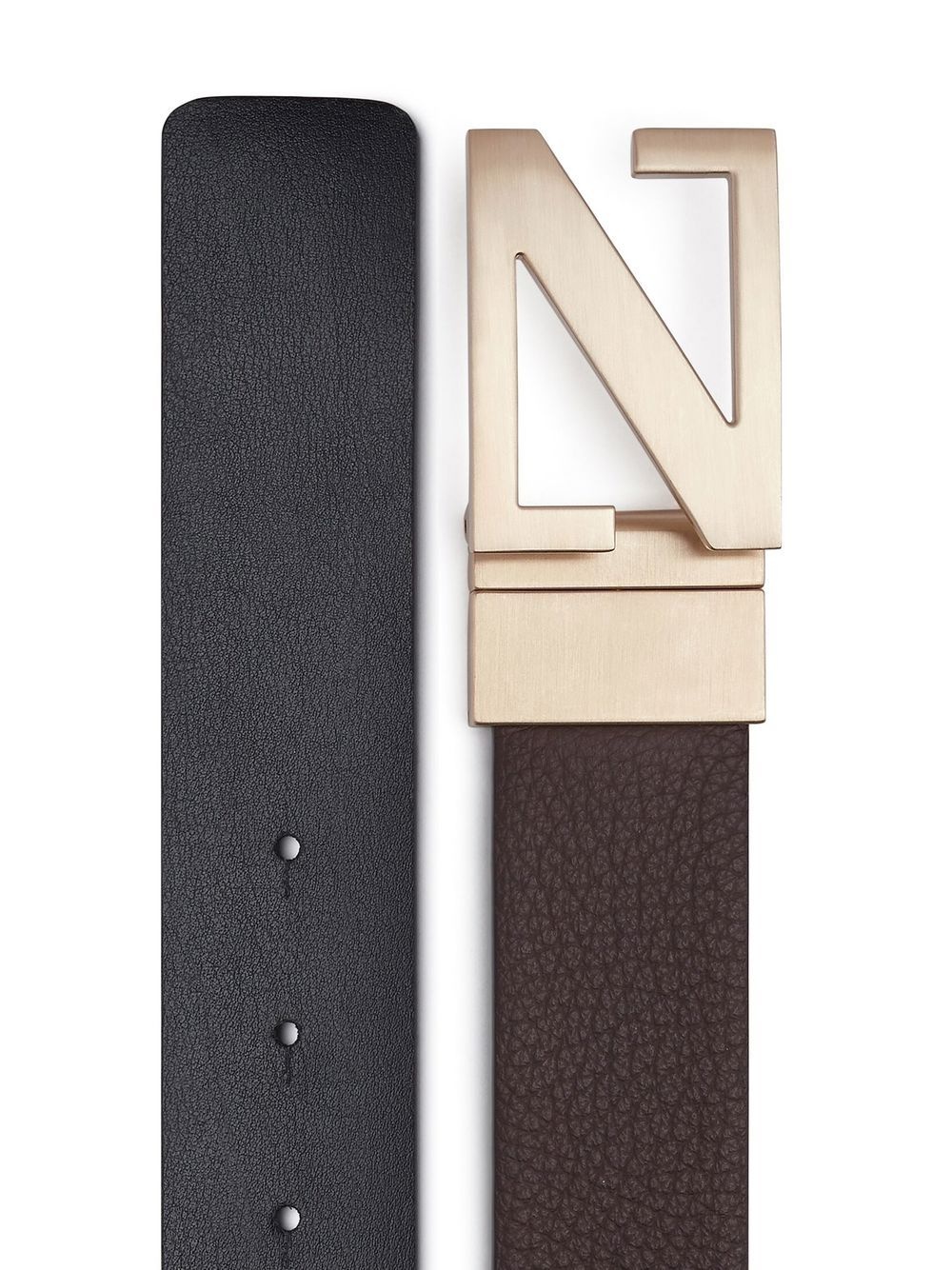 grained leather reversible belt - 2