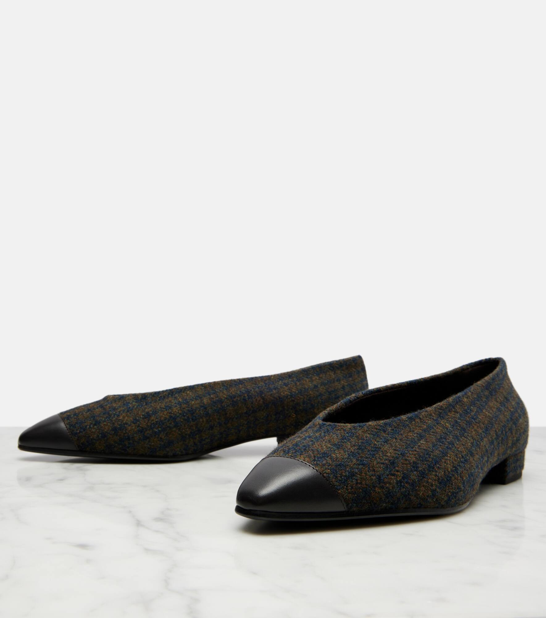 Rebecca leather-trimmed tweed ballet flats - 5
