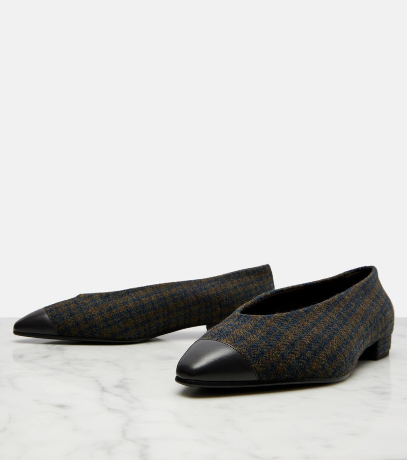Rebecca leather-trimmed tweed ballet flats 5