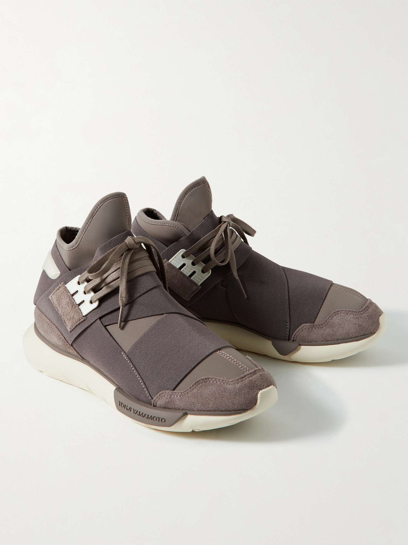 Qasa Suede-Trimmed 내오프렌과 웨빙 상판 Sneakers 4