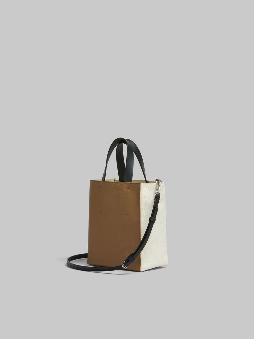 MUSEO SOFT MINI BAG IN IVORY AND BROWN LEATHER WITH MARNI MENDING - 3