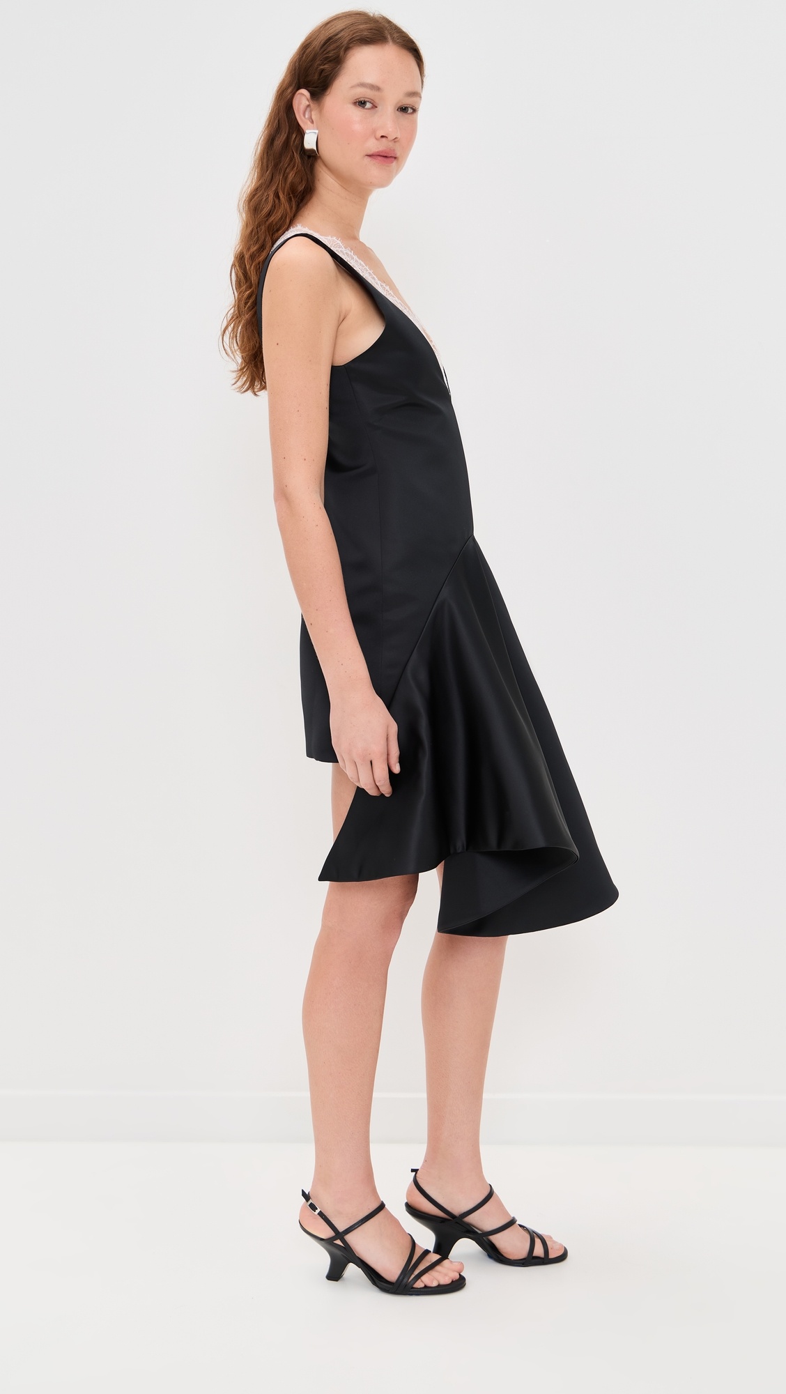 Draped Hem V Neck Dress - 3