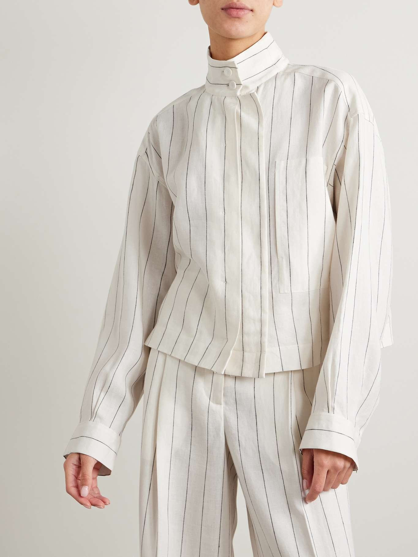 + NET SUSTAIN pinstriped linen shirt - 3