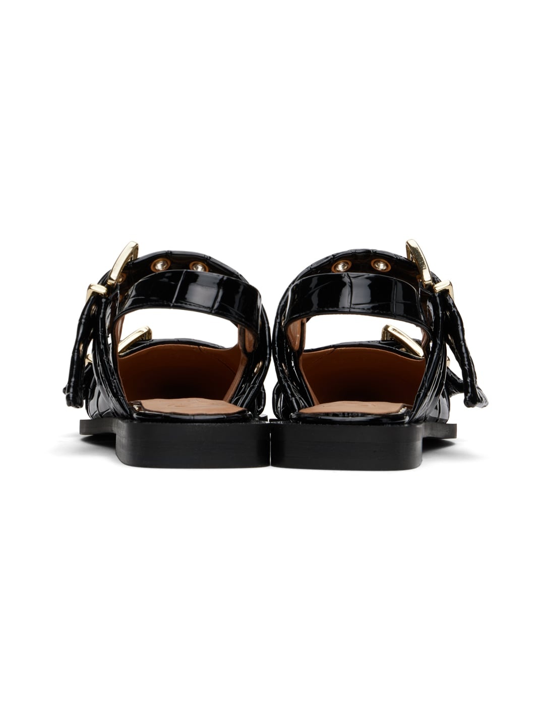 Black Croco Patent Buckle Ballerina Flats - 2