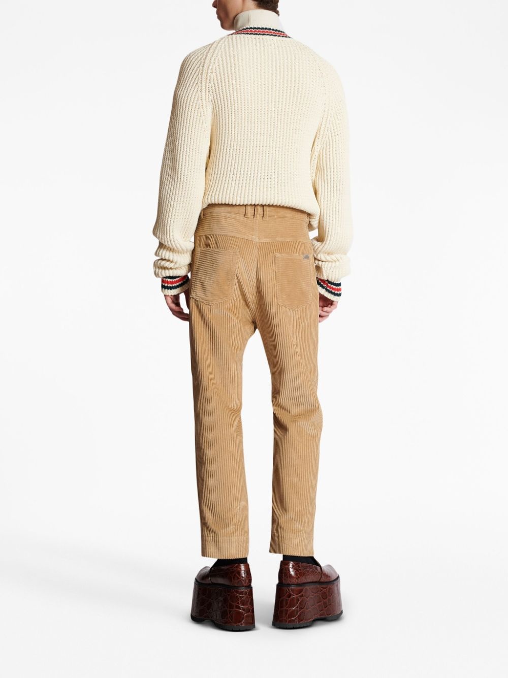 corduroy straight-leg cotton trousers - 4