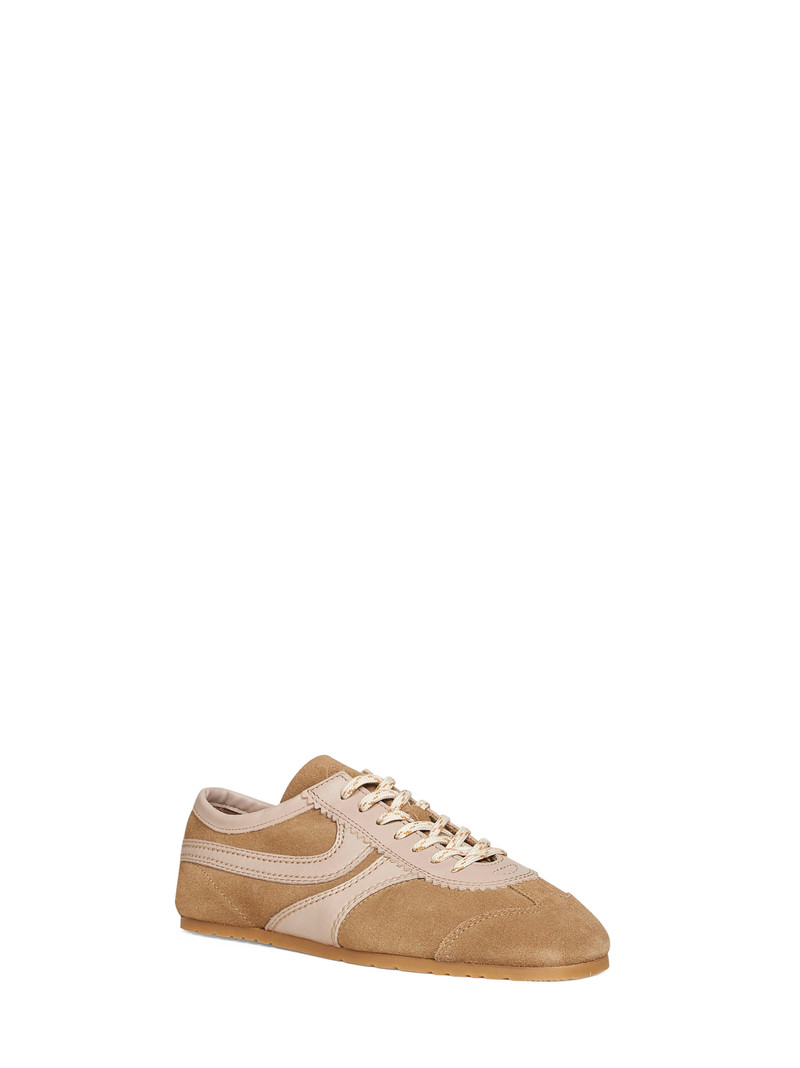 Dries Van Noten Beige suede sneakers with leather details outlook