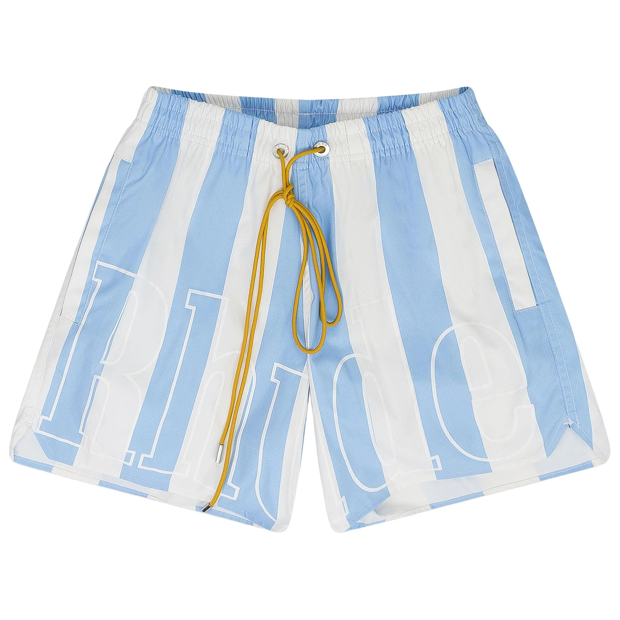 Rhude Logo Striped Swim Trunks 'Blue' - 1