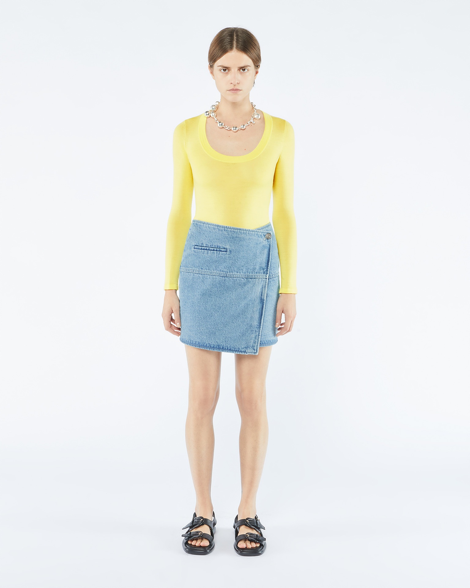 CASNA - Denim mini wrap skirt - Eco light wash - 3