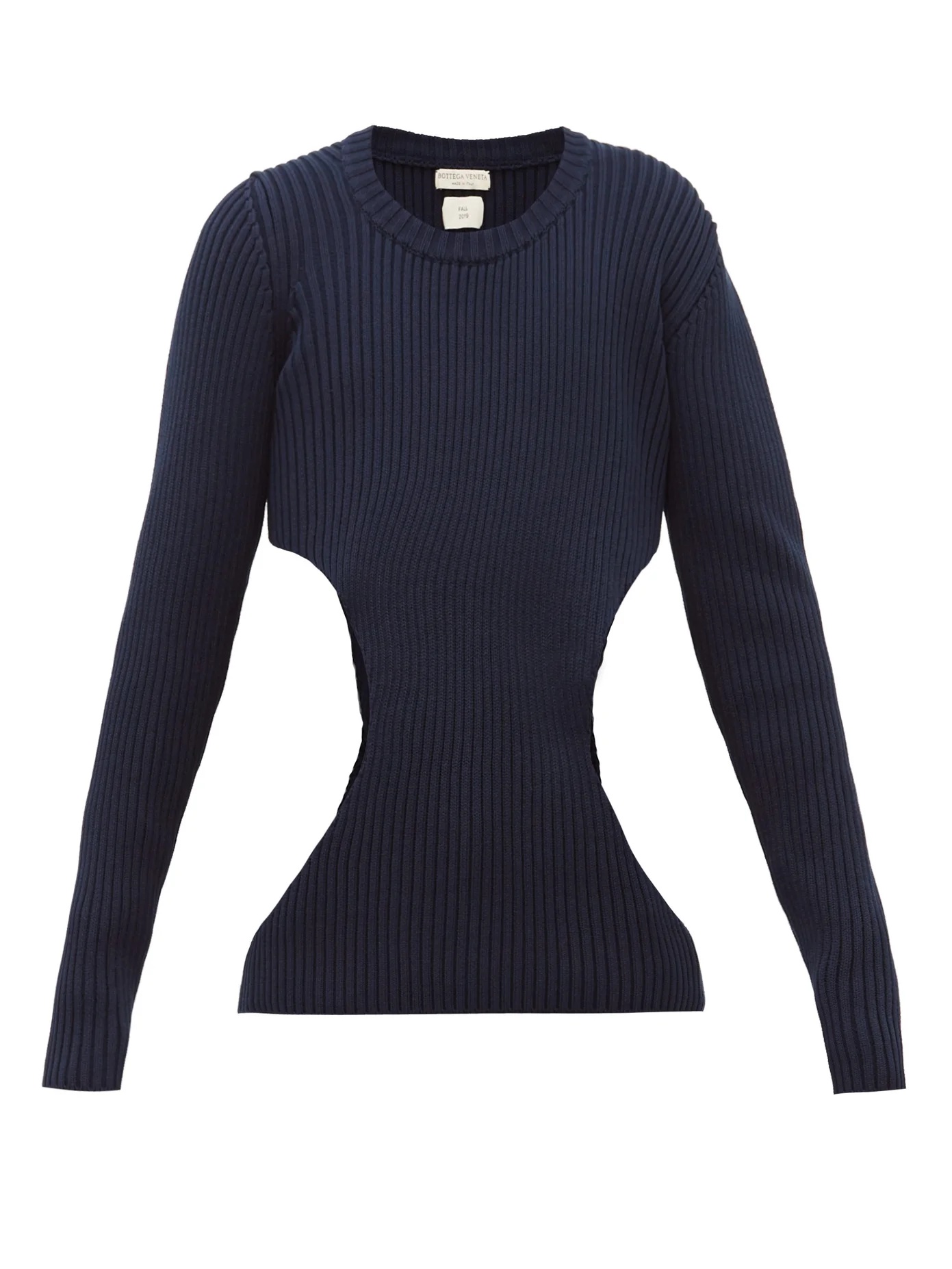 Cut-out ribbed cotton-blend sweater - 1