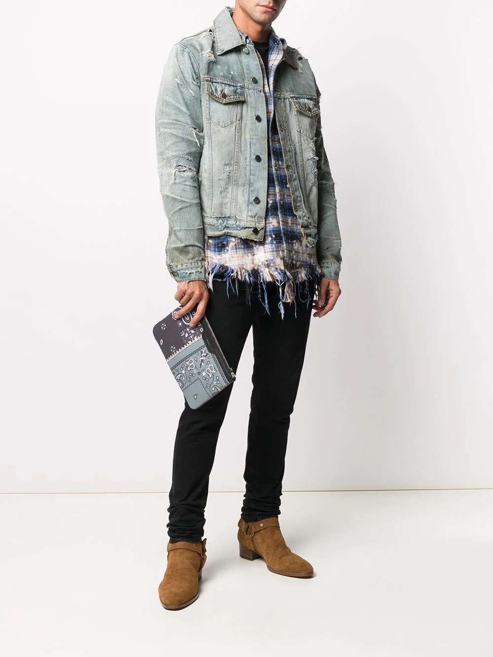 distressed light wash denim jacket - 2