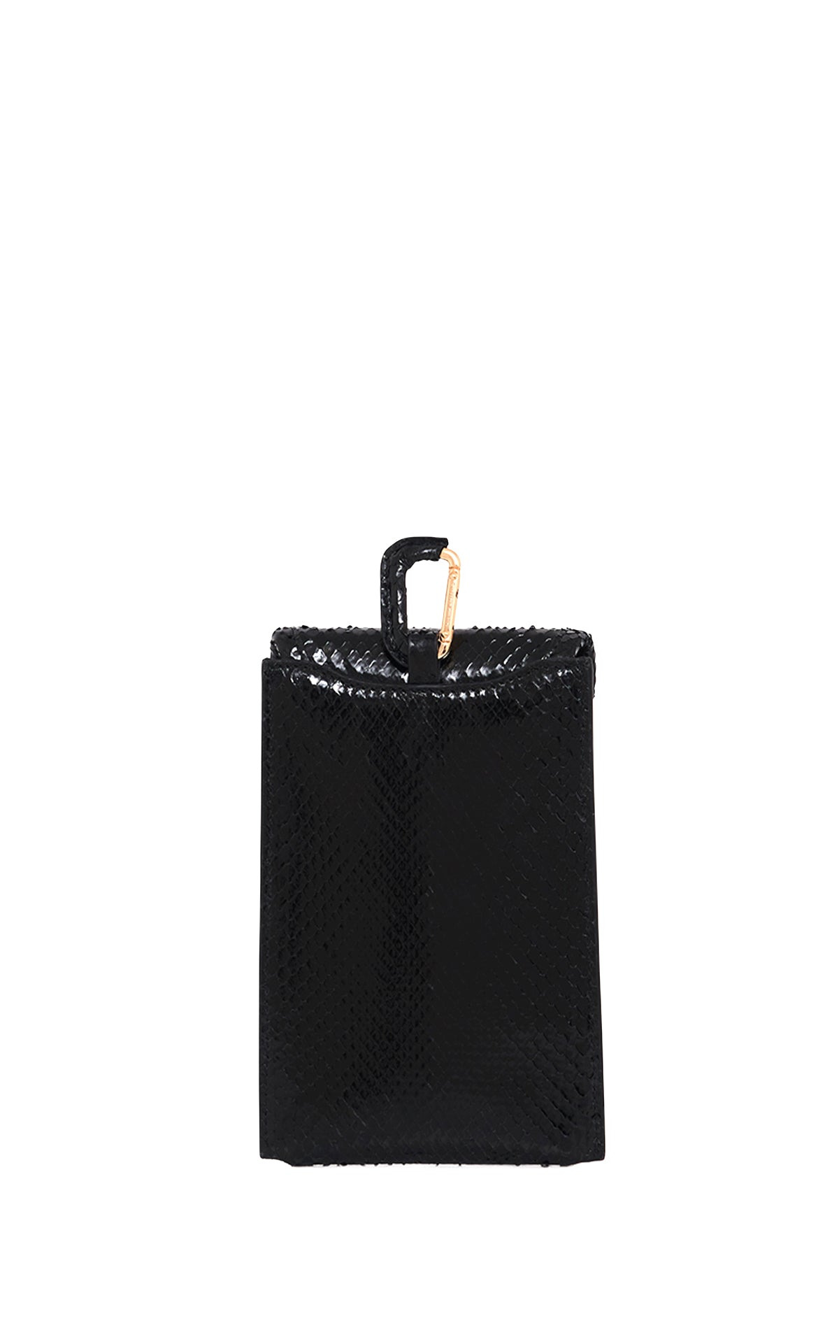 Medium Leonora Flap Bag in Black Snakeskin with Sunglasses Pouch - 9
