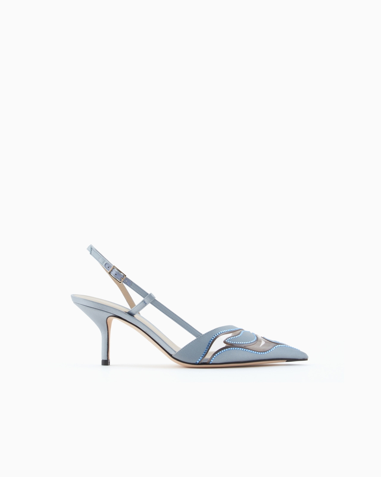 SATIN AND RHINESTONE SLINGBACKS - 1