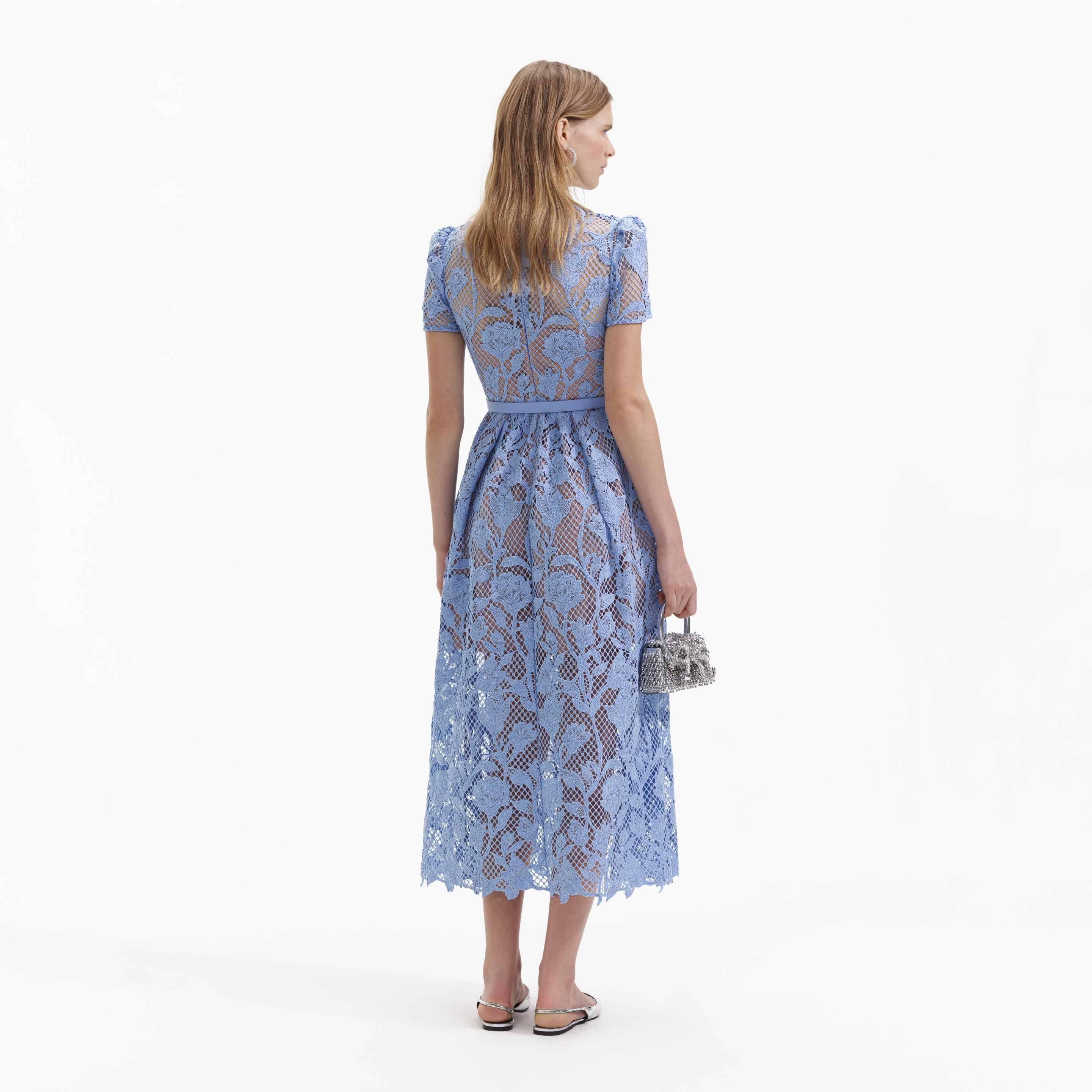 Blue Lily Lace Midi Dress - 3