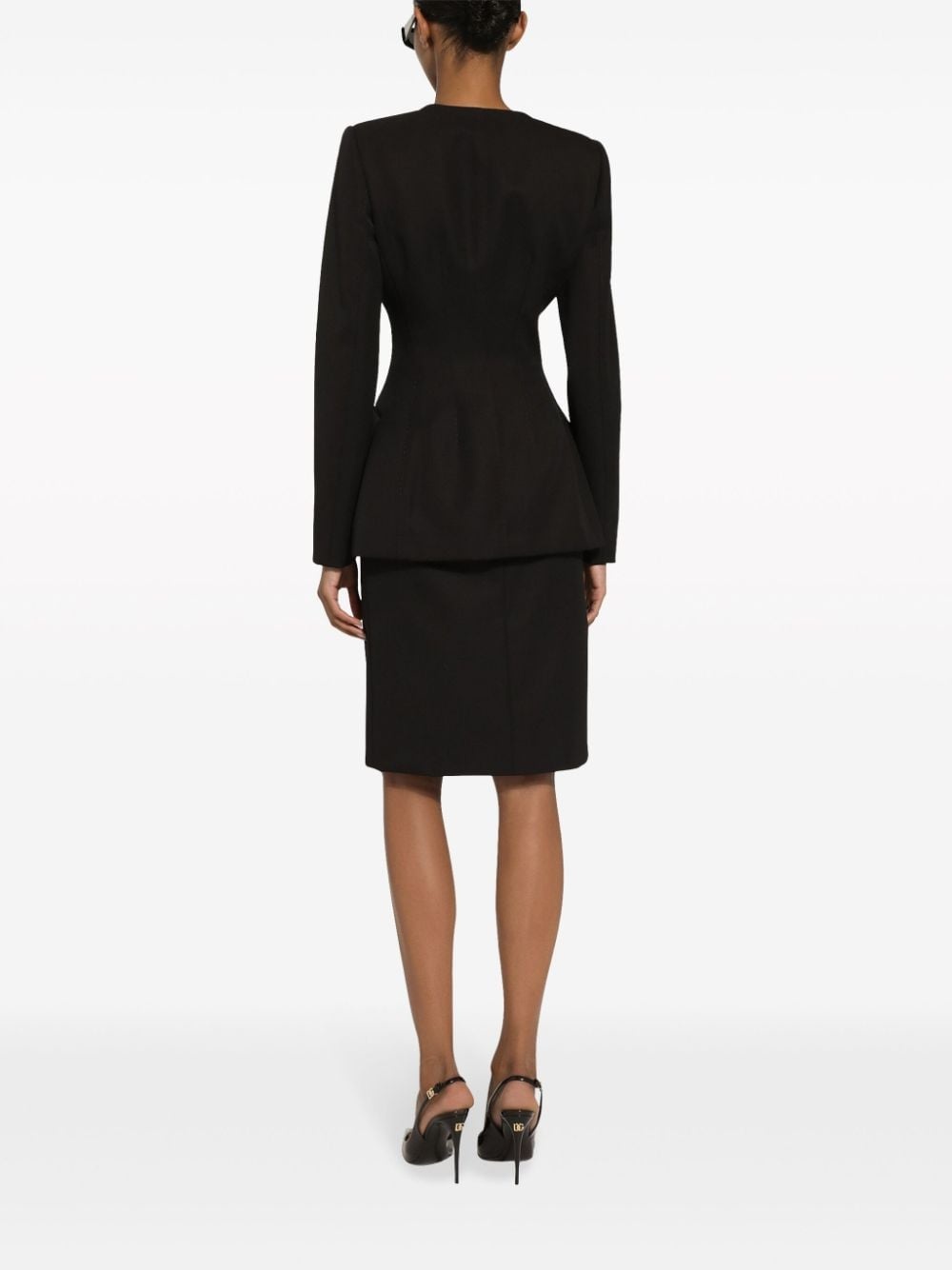 single-breasted collarless blazer - 3