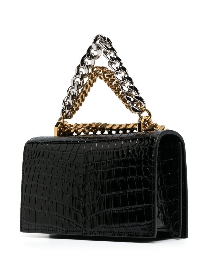 ring-hardware crocodile-effect shoulder bag - 3