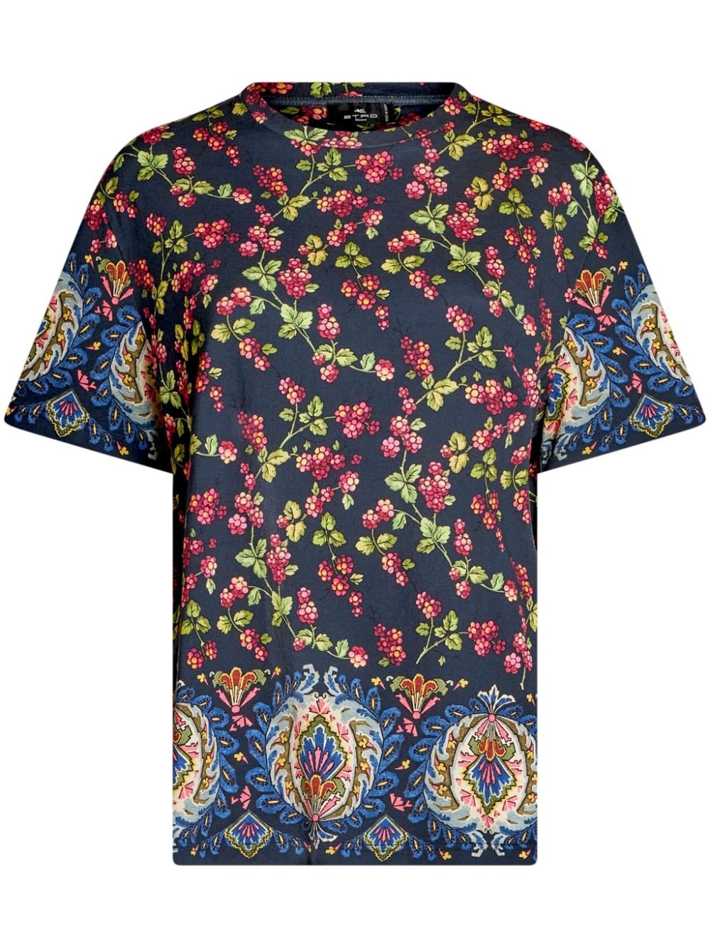 Berry-print cotton T-shirt - 1