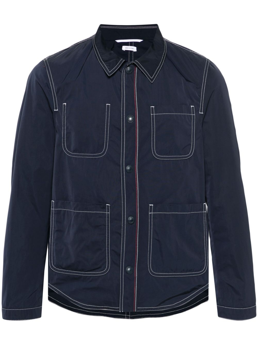 contrast-stitching shirt jacket - 1