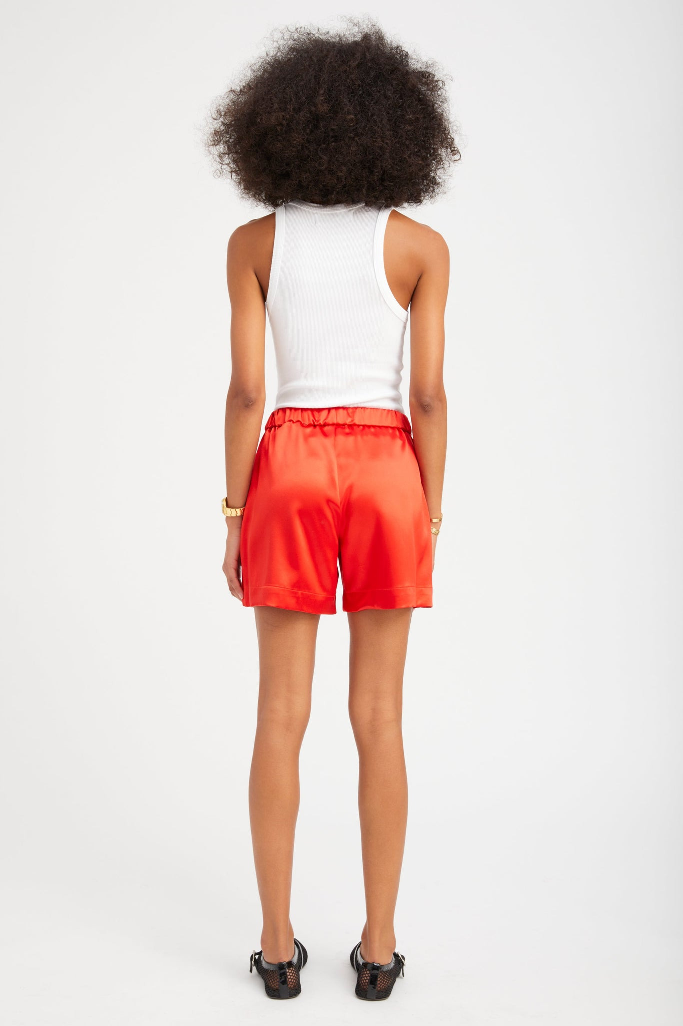 RED SILK CULOTTE SHORTS - 5