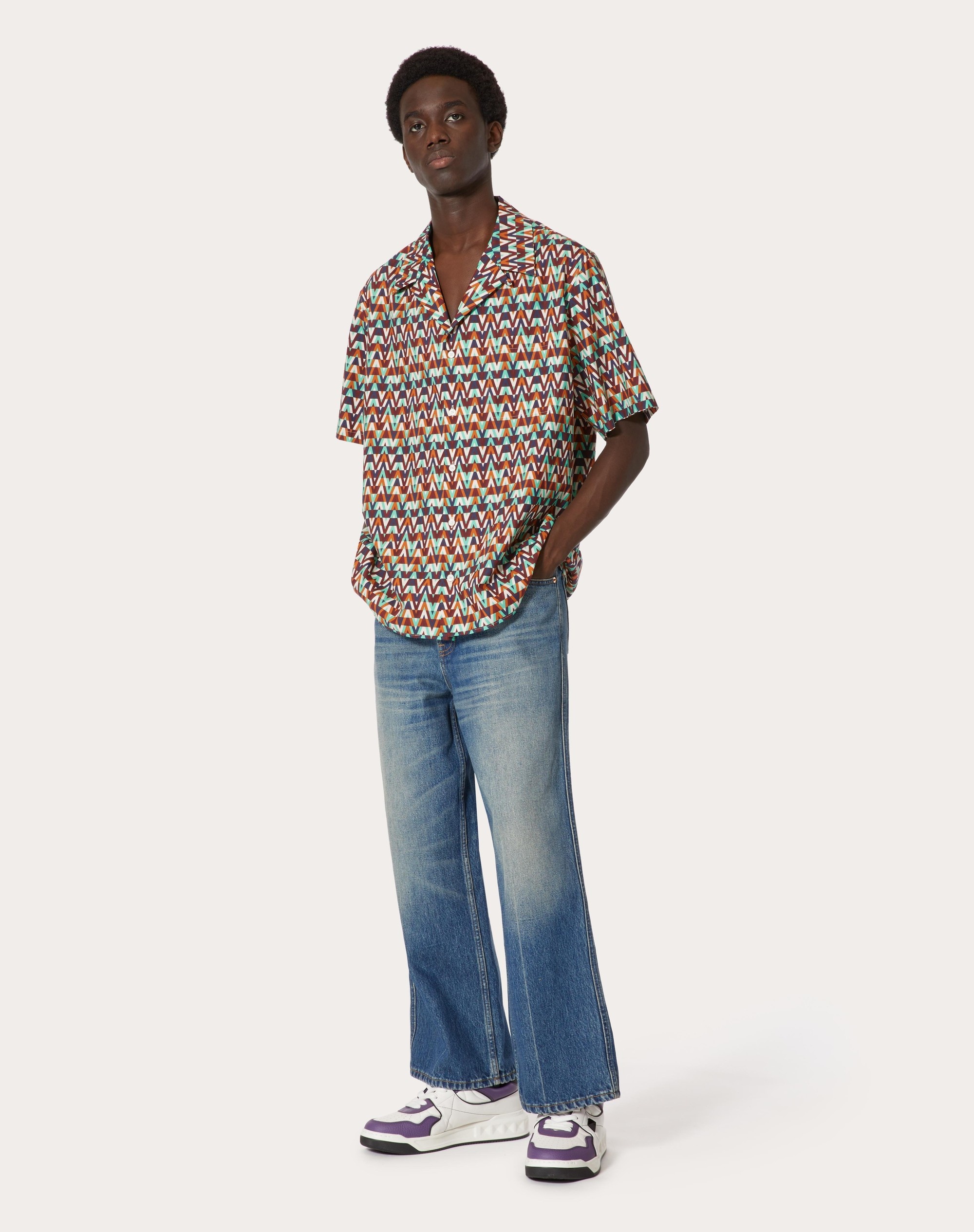 COTTON SHIRT WITH OPTICAL VALENTINO PRINT - 2