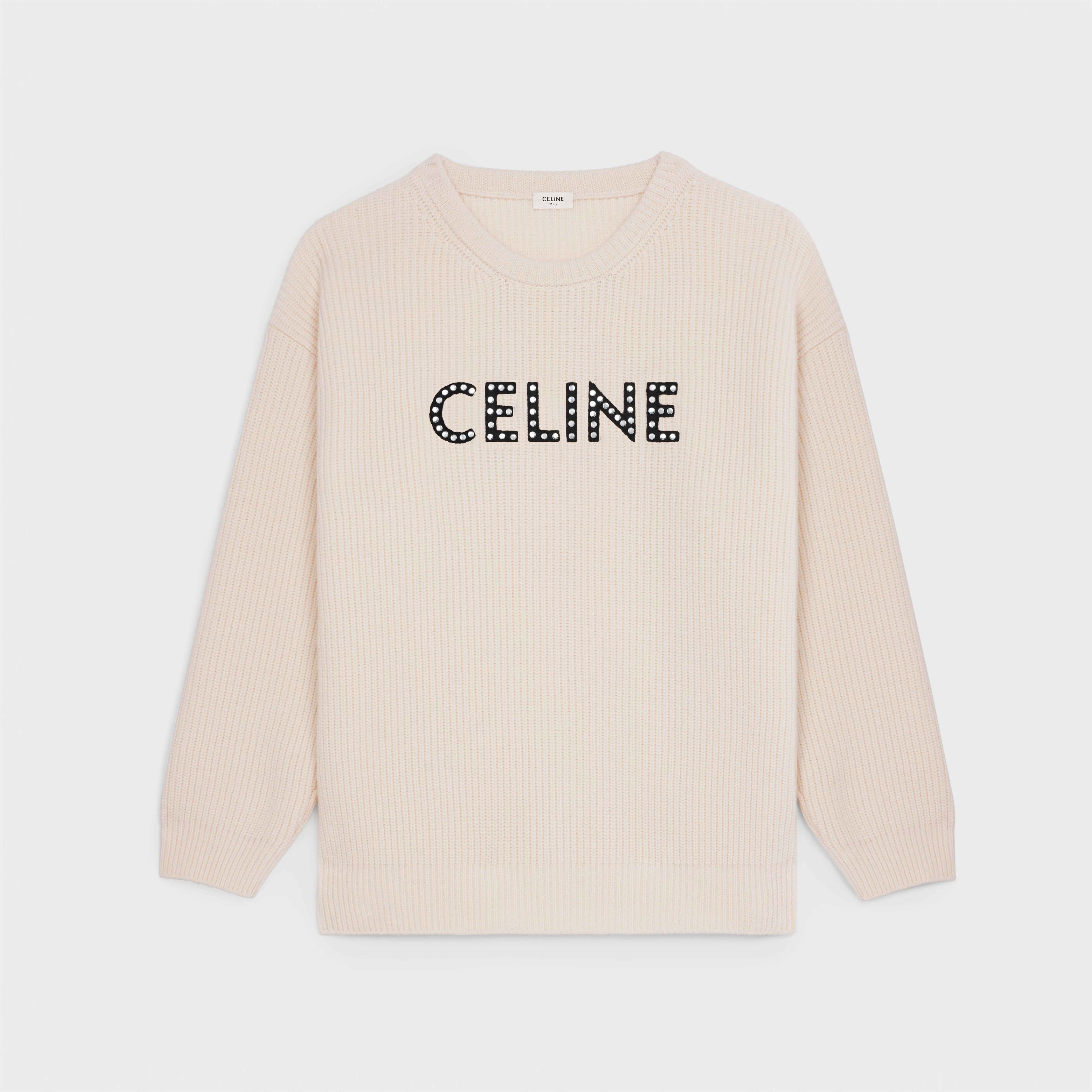 OVERSIZED CELINE SWEATER IN RIBBED WOOL WITH STUDS - 1
