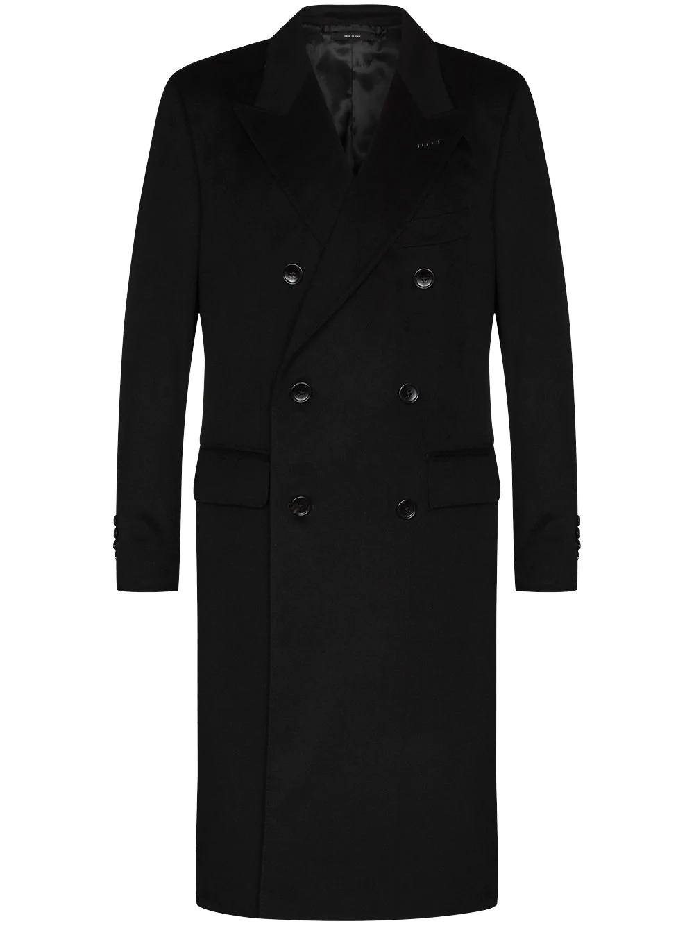 double-breasted cashmere coat - 1