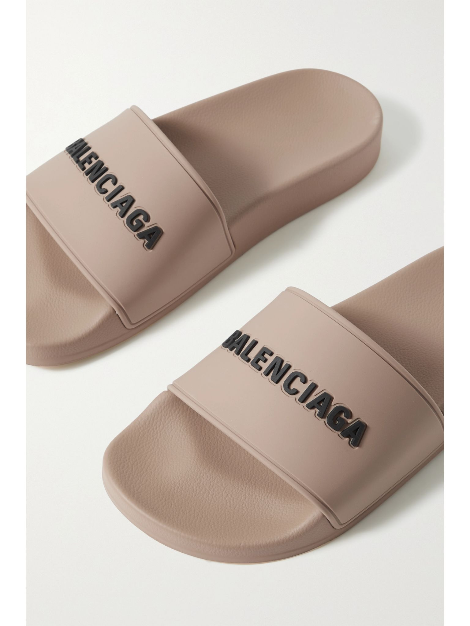 Piscine logo-embossed rubber slides Beige - 4