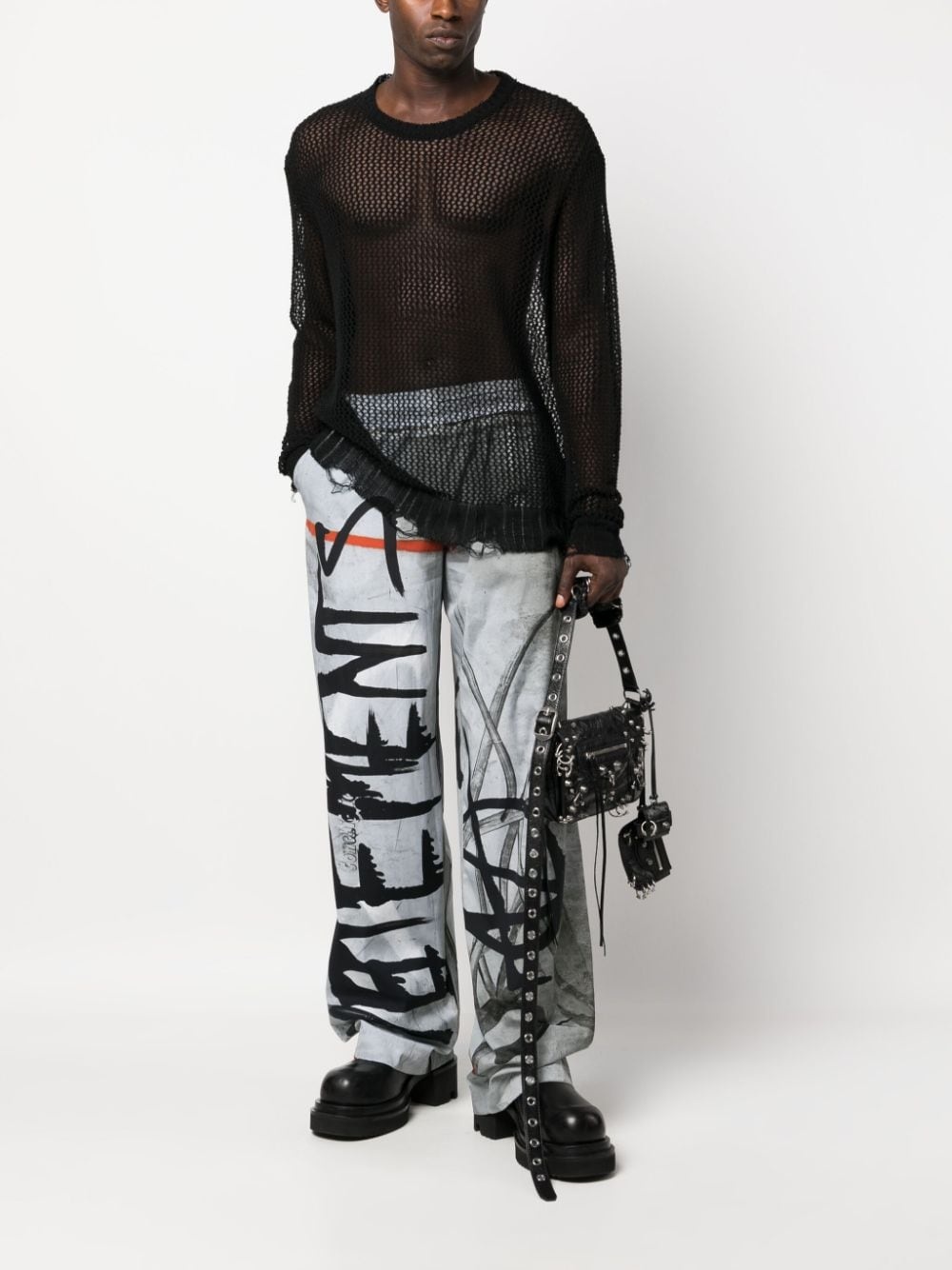 graffiti-print cotton wide-leg trousers - 2