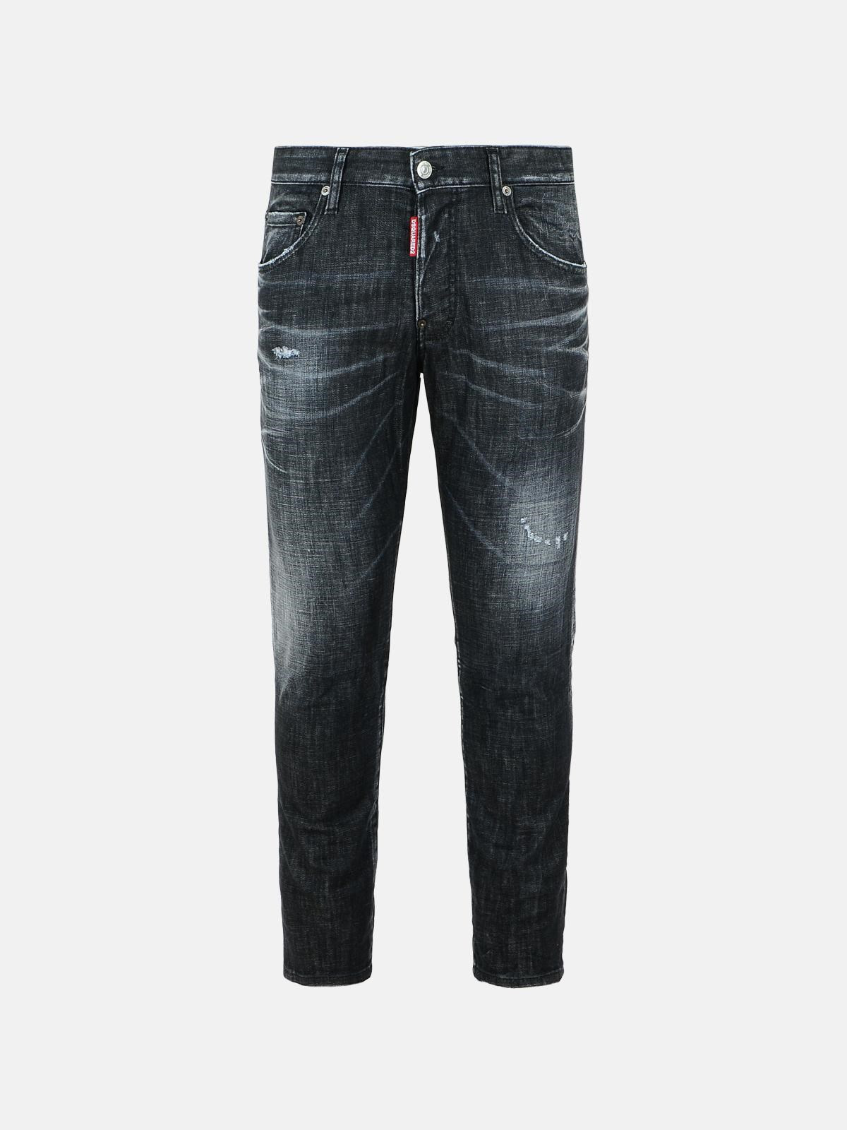'SKATER WASHED' BLACK COTTON JEANS - 1