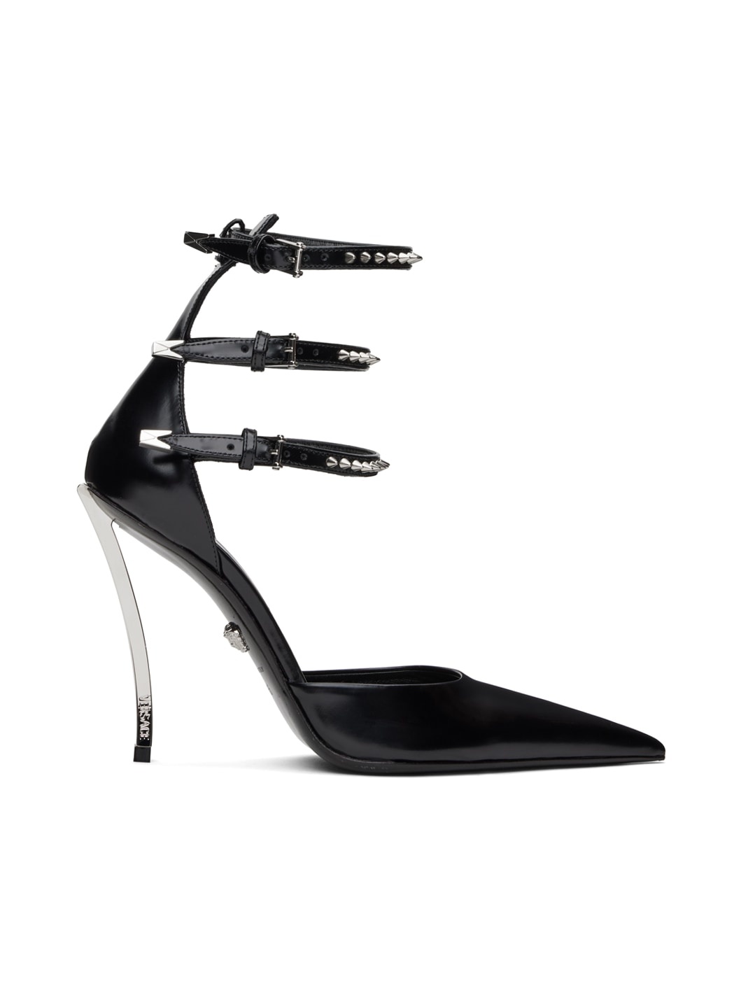 Black Spiked Pin-Point Heels - 1