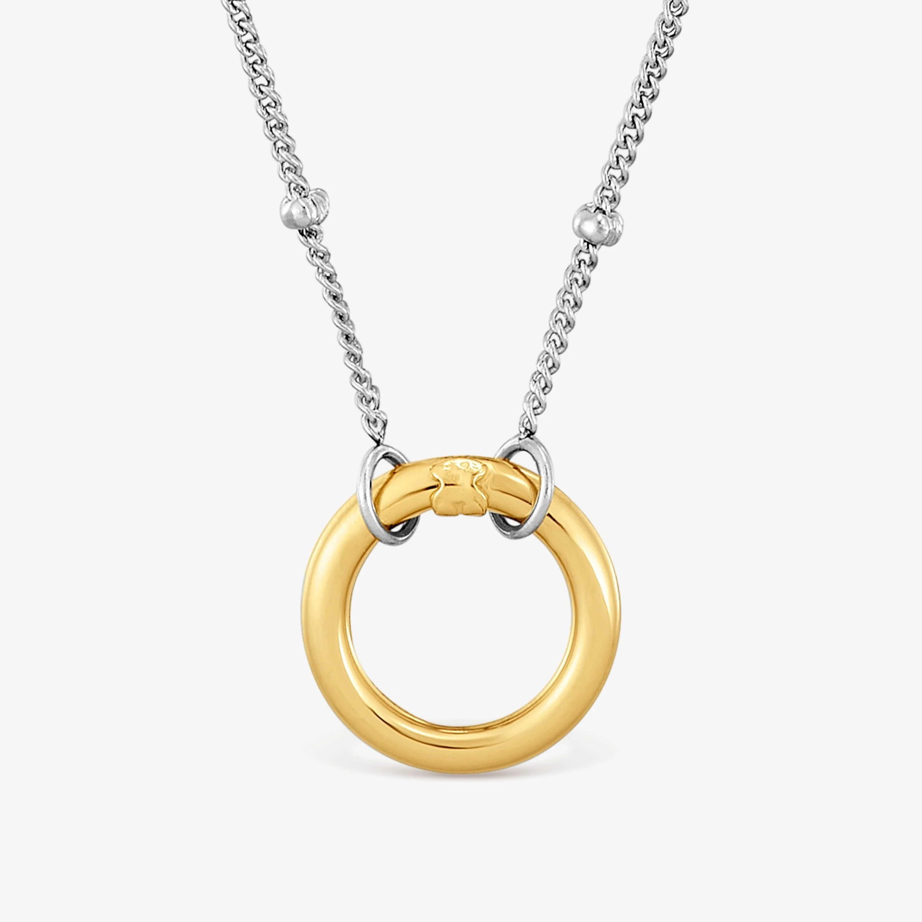 Short steel Necklace with 18K solid gold ring Hold - 1