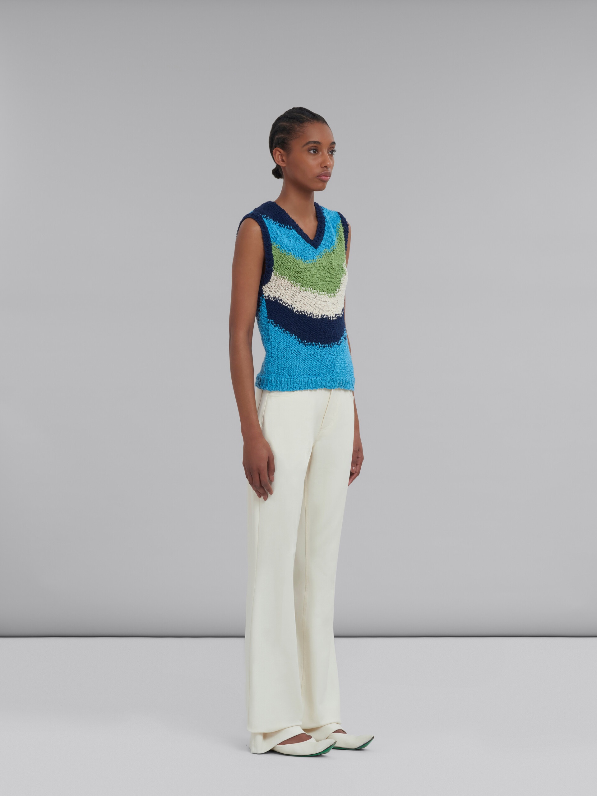 WHITE FLARED JERSEY TROUSERS - 5