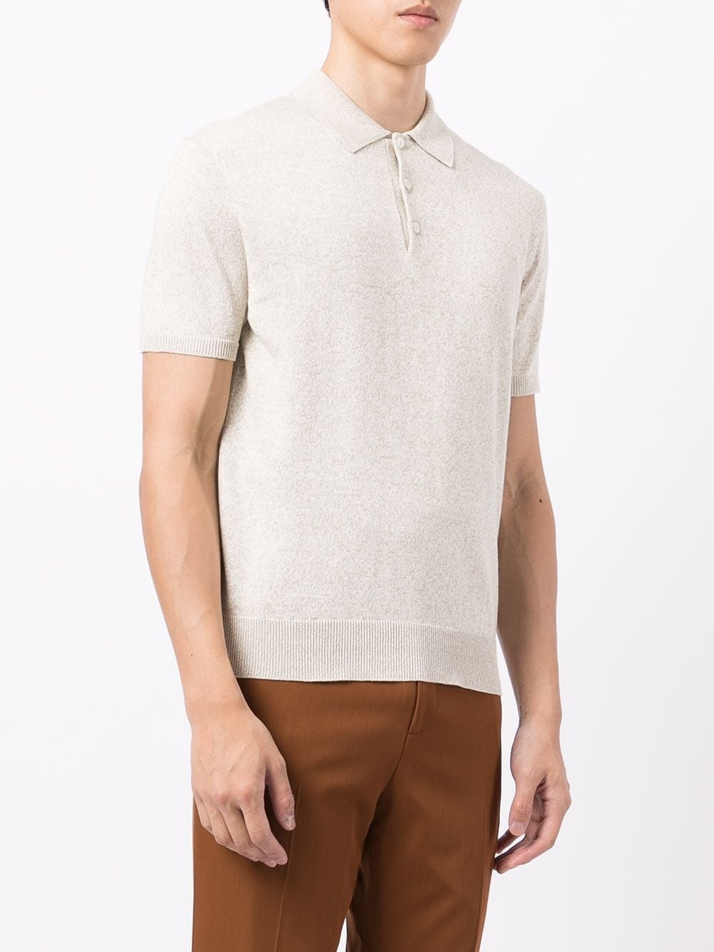 short-sleeve linen-blend polo shirt - 3