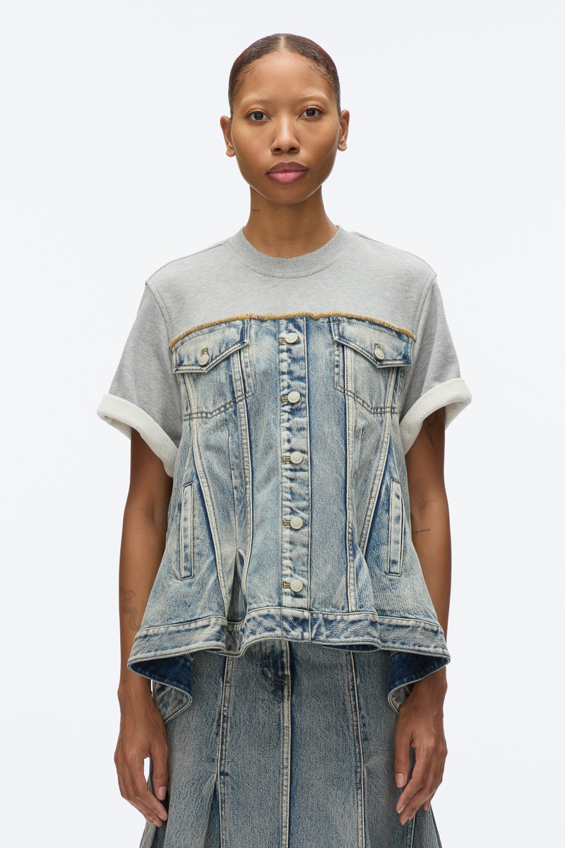 3.1 Phillip Lim Flounce Hem Hybrid Denim Top outlook