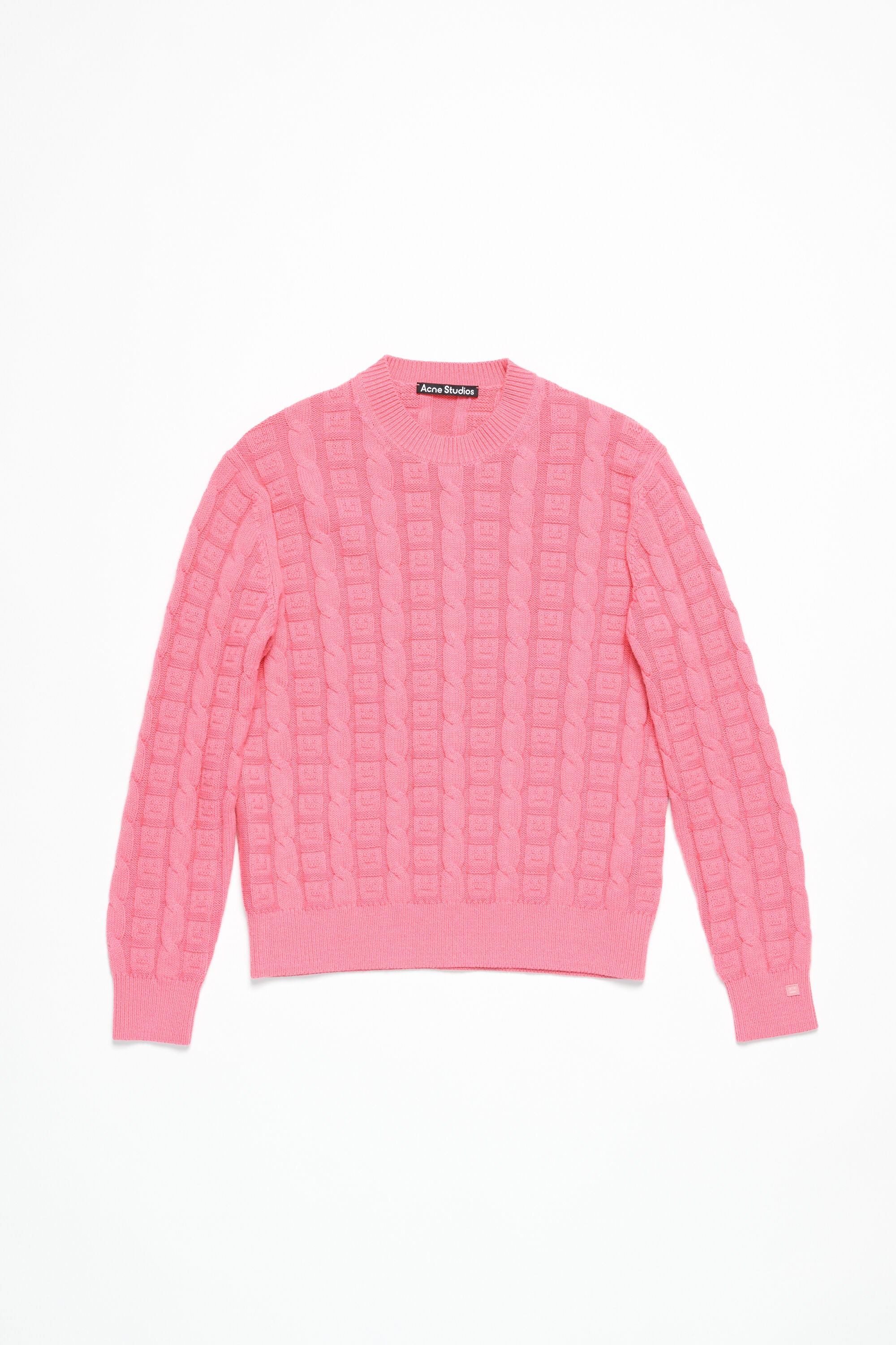 Cable wool jumper - Tango pink - 5